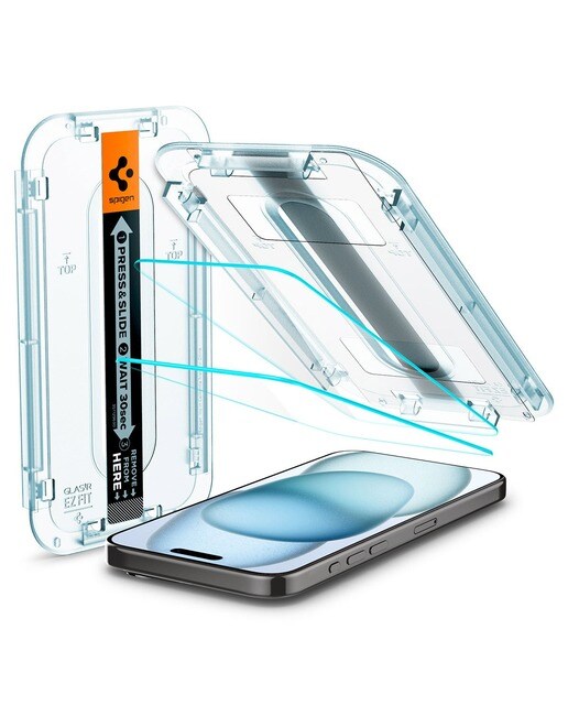 Imagem 0 de Película de Vidro Temperado Spigen iPhone 15 EZ FIT GLAS.tR (Pack 2)