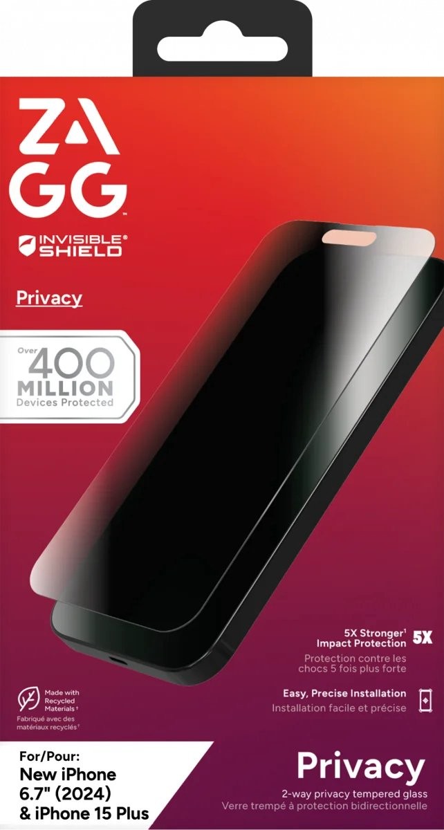 Película de Vidro Zagg InvisibleShield Glass Elite Privacy para iPhone 16 Plus 4