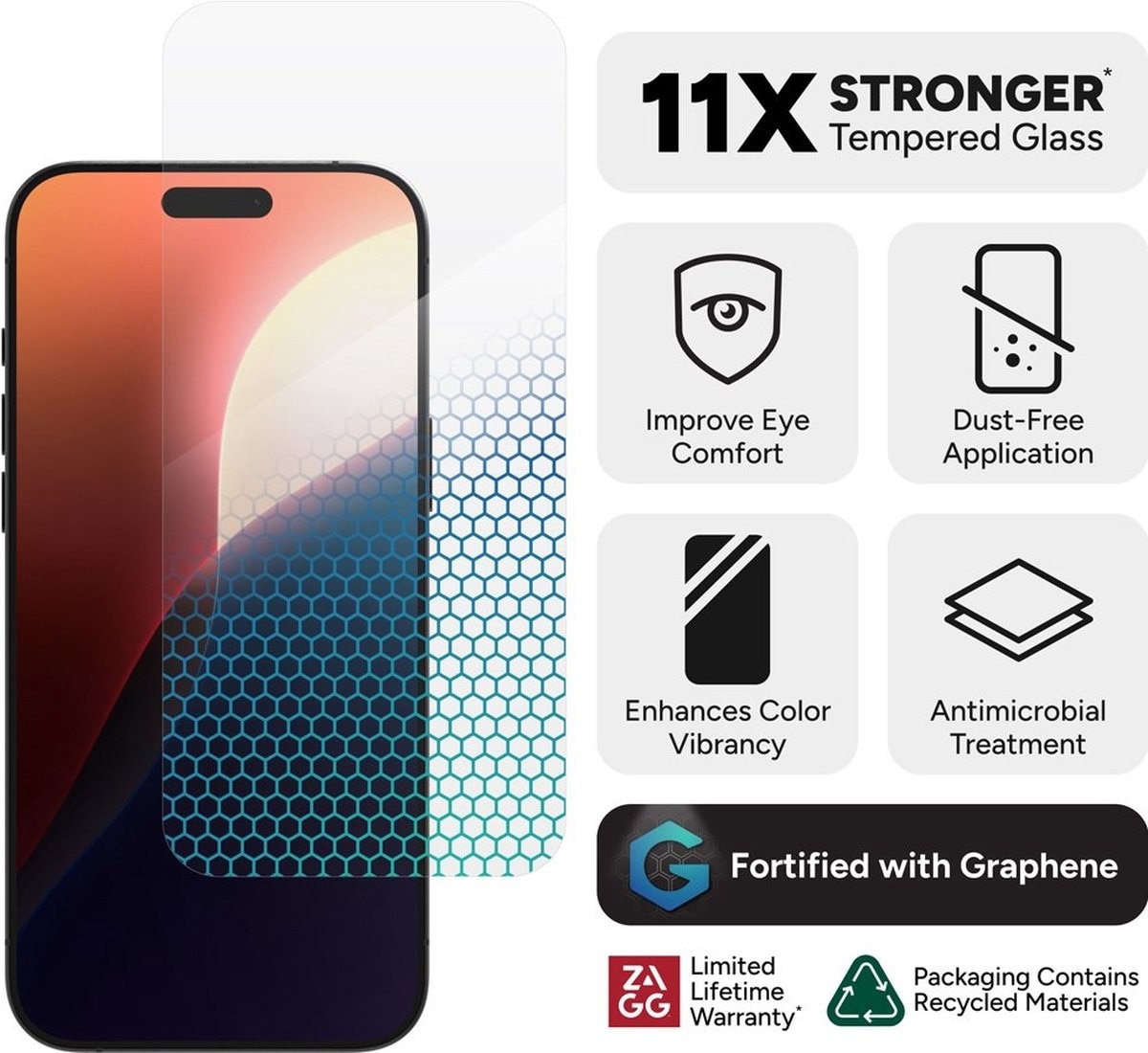 Película de Vidro Zagg Invisible Shield Glass XTR4 para iPhone 16 7