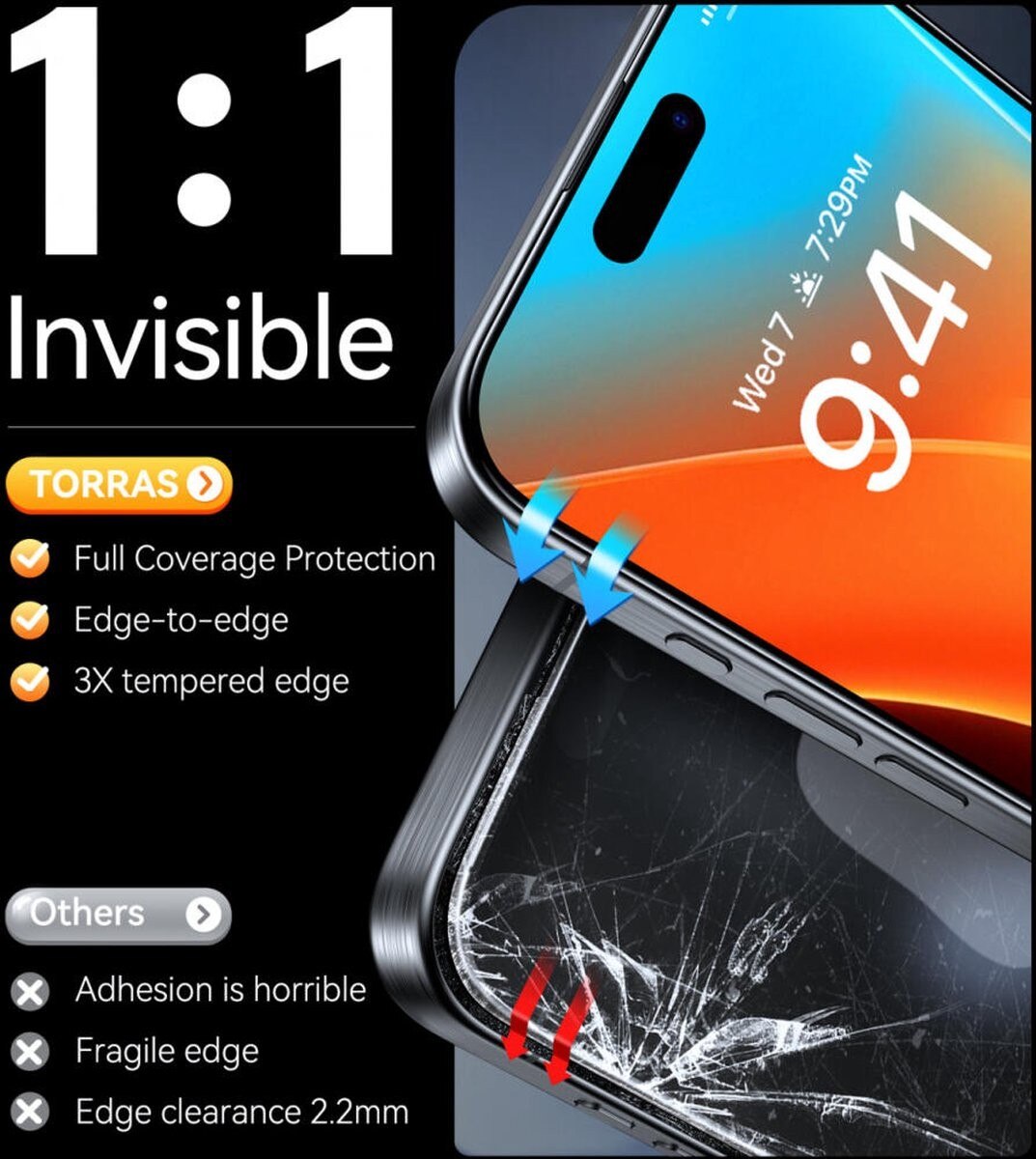 Película de Vidro Torras para iPhone 16 Pro 6