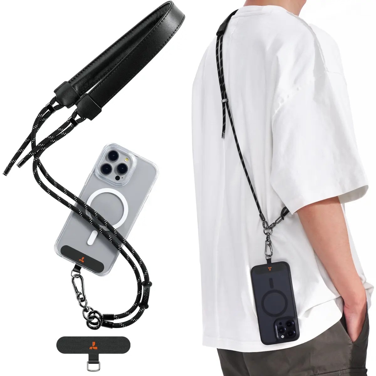 Fita para Telemóvel Torras Lanyard LoopGo em Pele - Preto 2