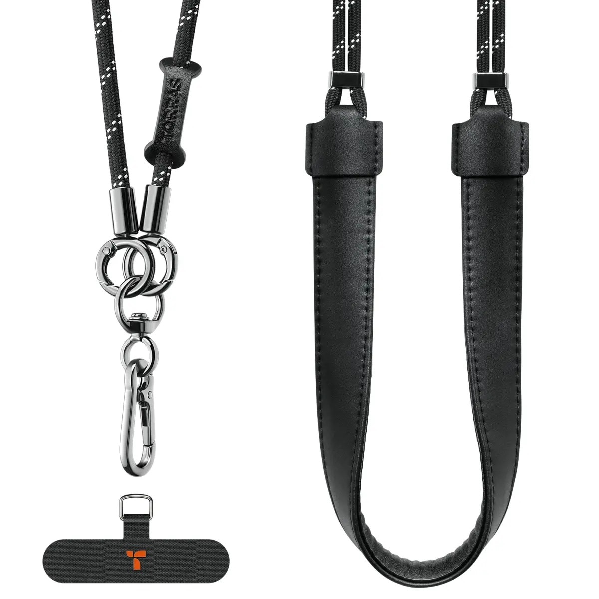 Fita para Telemóvel Torras Lanyard LoopGo em Pele - Preto 3