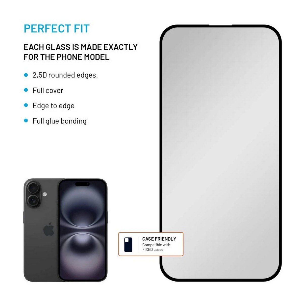 Película de Proteção de Vidro Temperado Fixed Privacy para iPhone 16/15 Plus 3