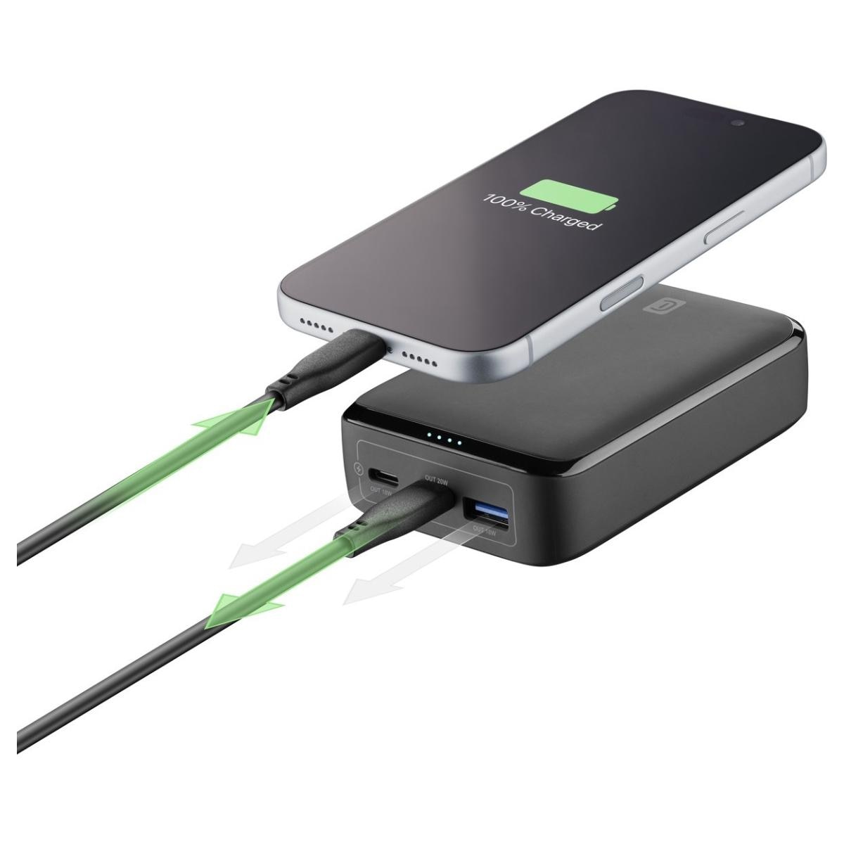 Power Bank Cellularline Essence PD 20000 mA/h, 2x USB-C + 1x USB-A Preto-2