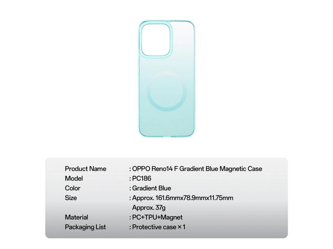 Capa Magnética Oppo Reno14 F/FS - Azul Transparente Azul Transparente-2