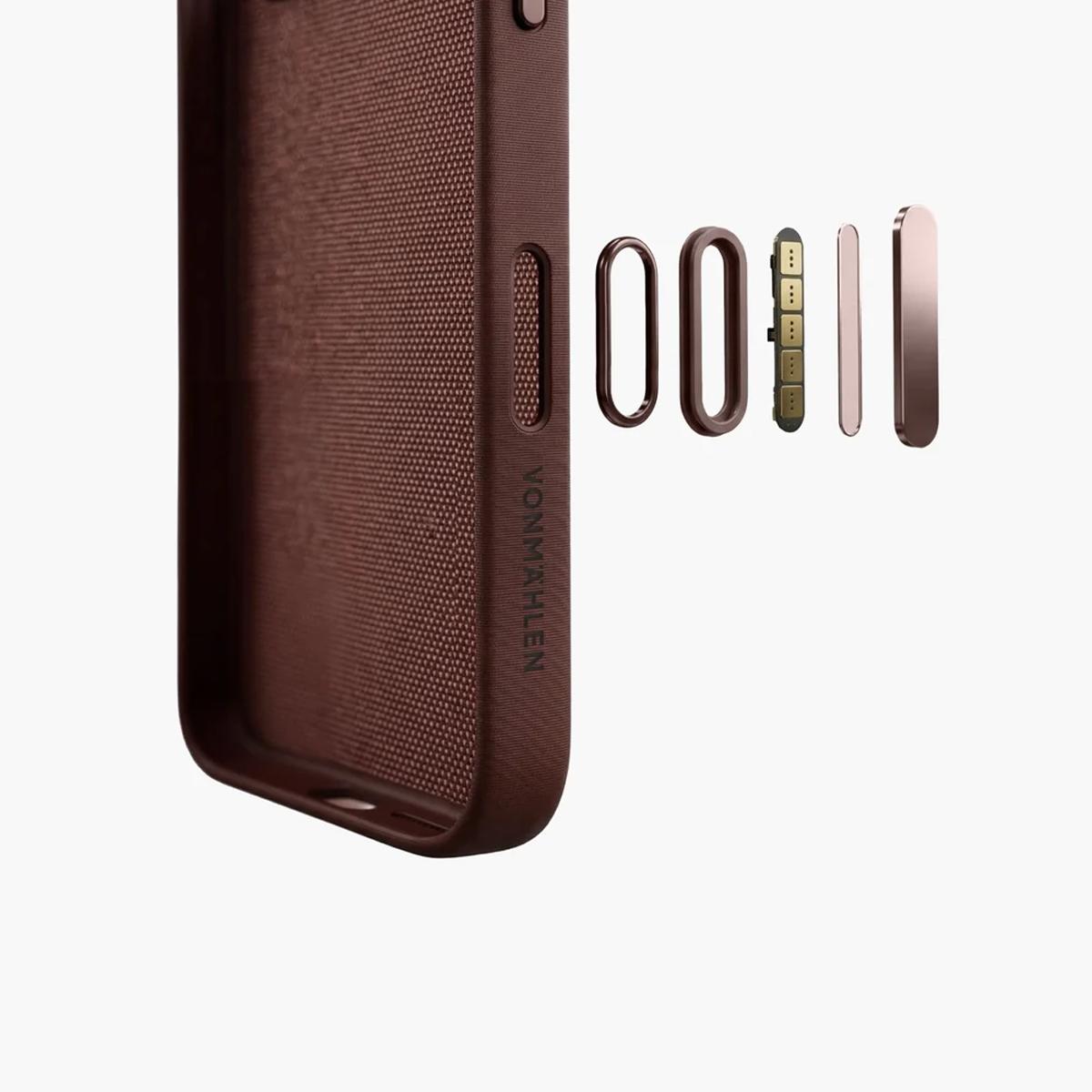 Capa Tecido Entraçado Vonmählen para iPhone 18 Pro / 17 Pro Brown-2