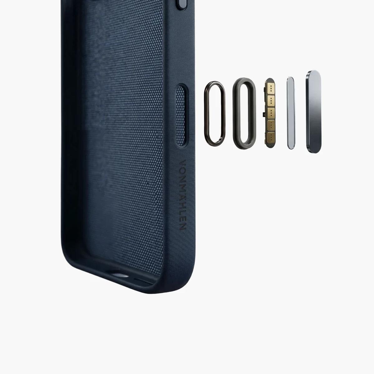 Capa Tecido Entraçado Vonmählen para iPhone 18 Pro Max / 17 Pro Max Azul-2
