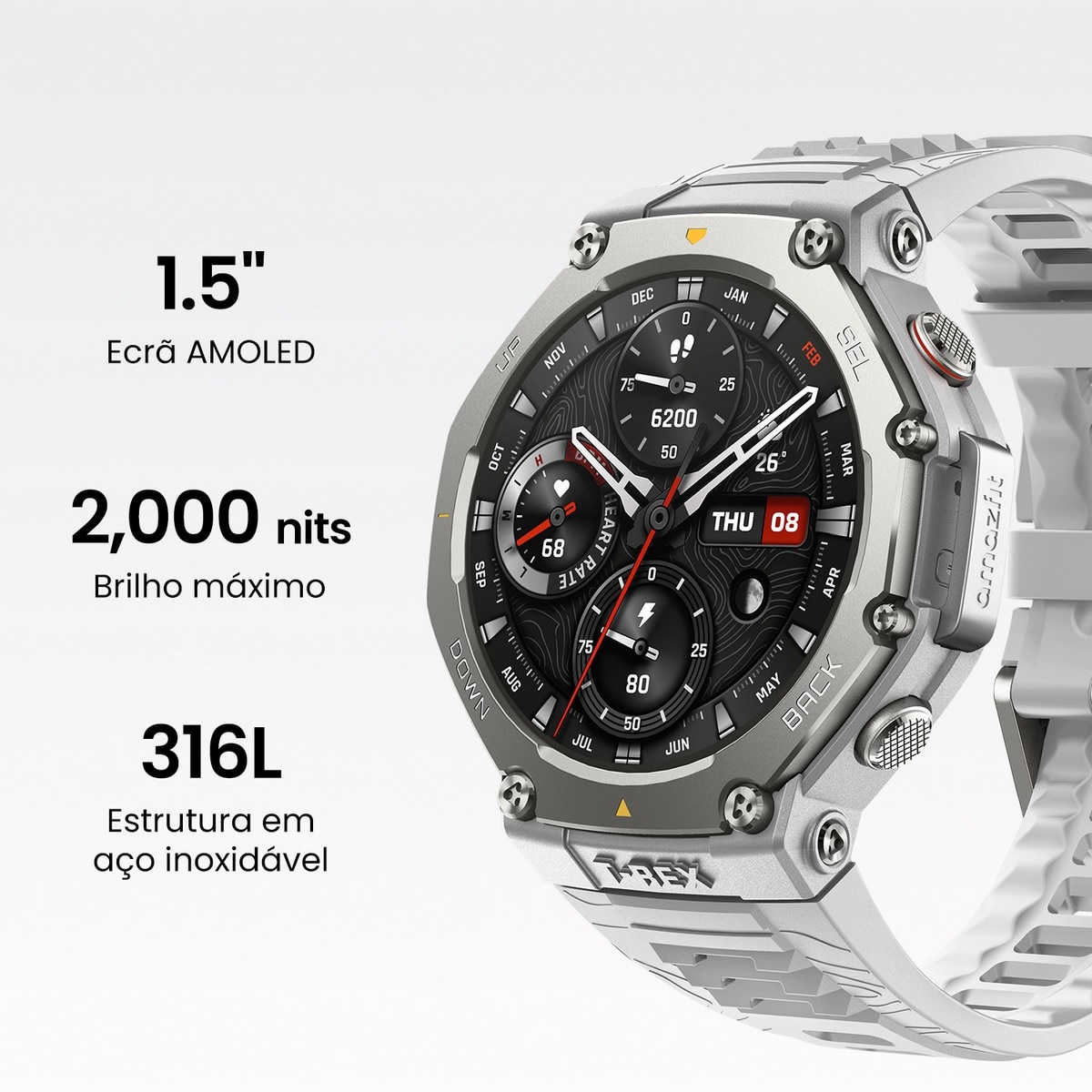 Smartwatch Amazfit T-Rex 3 - Cinza Claro Cinzento-claro-5