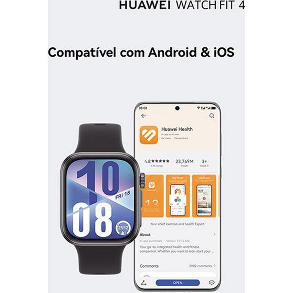 Smartwatch Huawei Watch Fit 4 - Preto Preto-4
