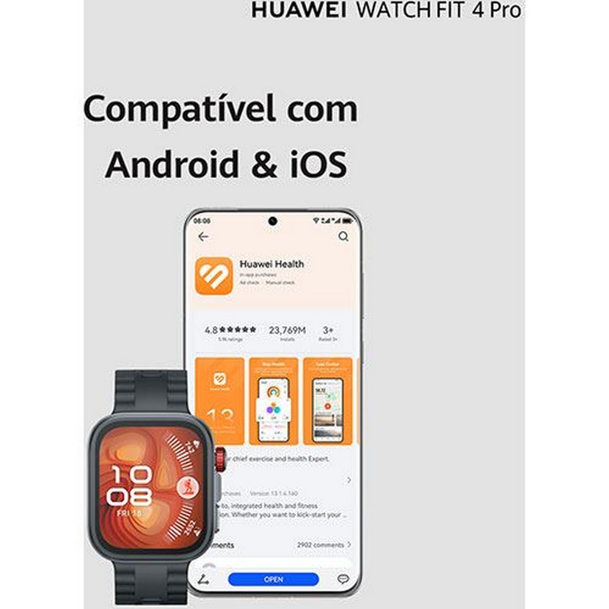 Smartwatch Huawei Watch Fit 4 Pro - Verde e Titânio Titânio-5