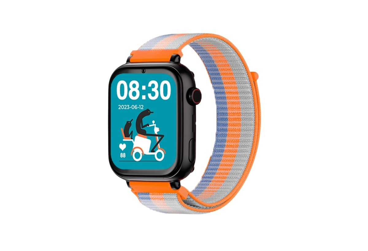 Relógio para Crianças SaveWatch Plus SaveFamily com GPS e Chamada - Aro Preto - Bracelete Tecido Acid Orange Preto-1