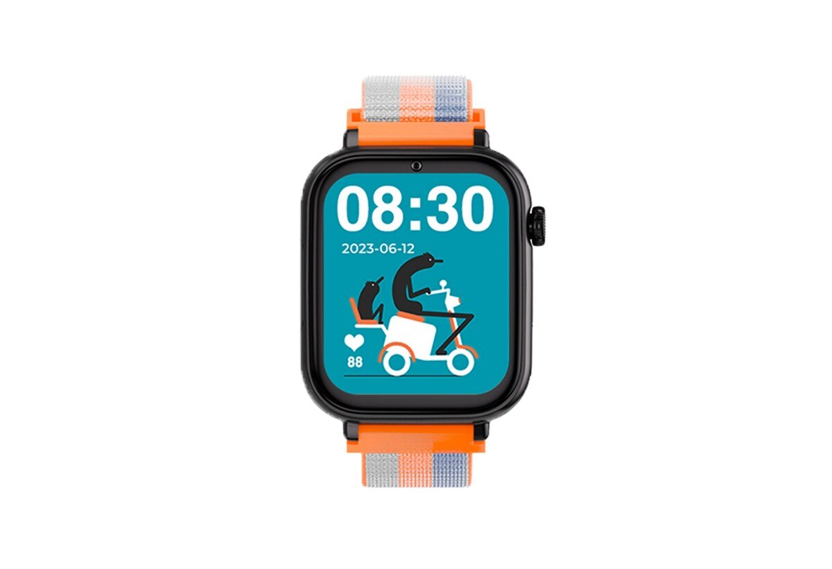 Relógio para Crianças SaveWatch Plus SaveFamily com GPS e Chamada - Aro Preto - Bracelete Tecido Acid Orange Preto-2
