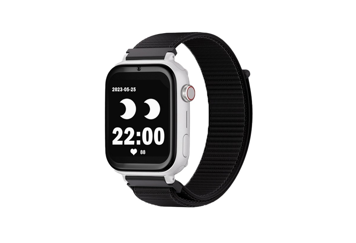 Relógio para Crianças SaveWatch Plus Savefamily com GPS e Chamada - Aro Branco - Bracelete Tecido Preto Branco/Tecido Preto-1