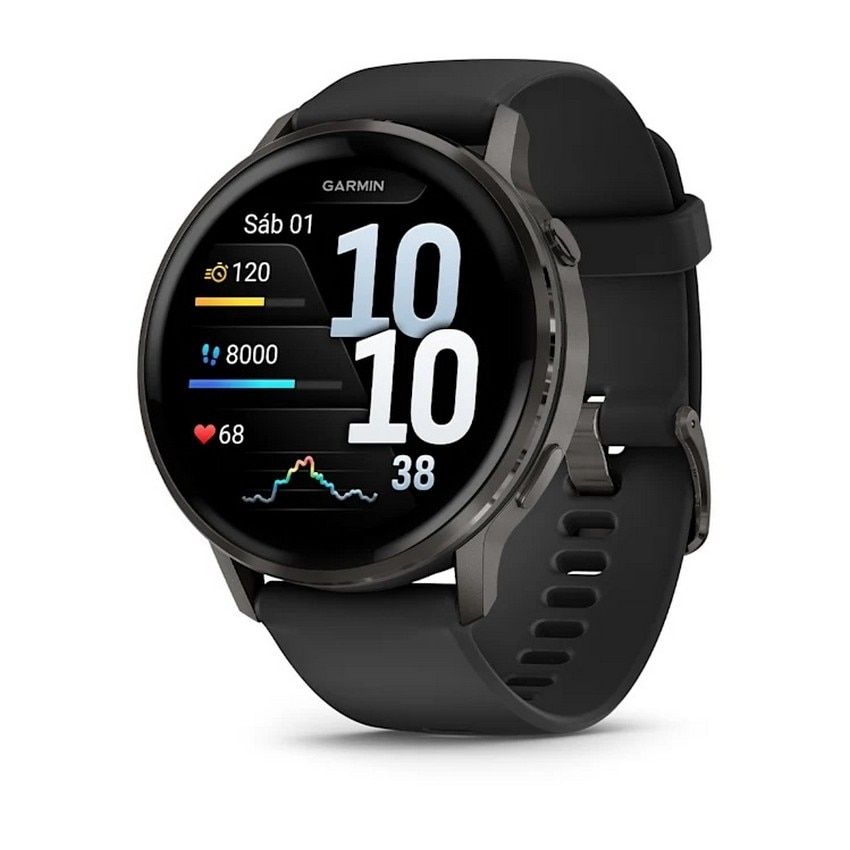 Imagem 0 de Smartwatch Garmin Venu 4 (45mm) - Aro Preto com Bracelete Silicone Preto