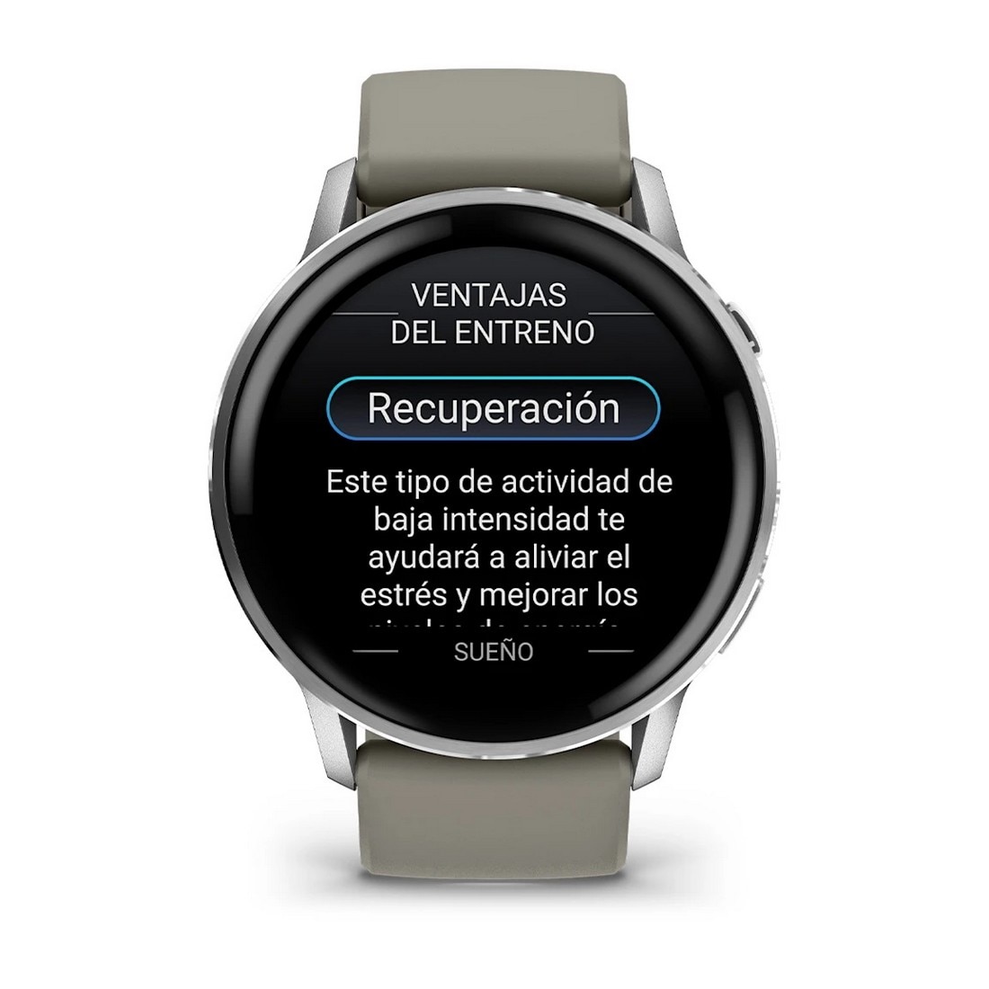 Smartwatch Garmin Venu 4 (45mm) - Aro Prateado com Bracelete Silicone Cinzento Prateado-6