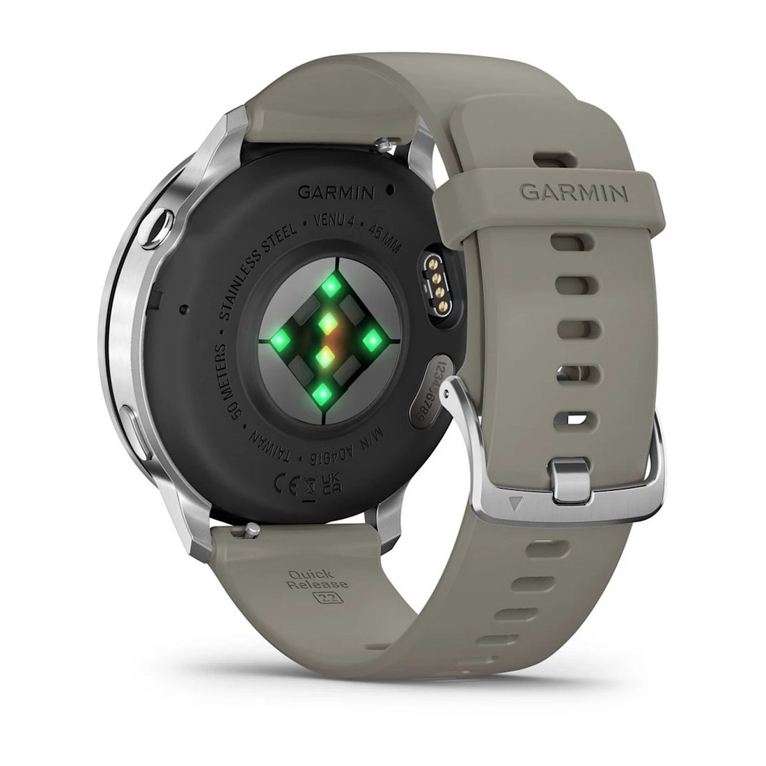 Smartwatch Garmin Venu 4 (45mm) - Aro Prateado com Bracelete Silicone Cinzento Prateado-7