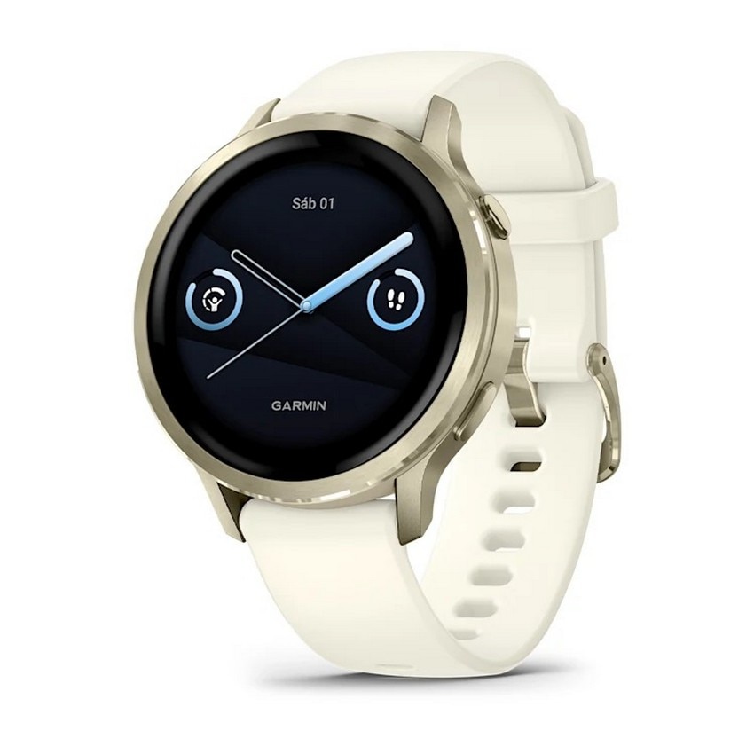 Imagem 0 de Smartwatch Garmin Venu 4 (41mm) - Aro Dourado com Bracelete Silicone Branco