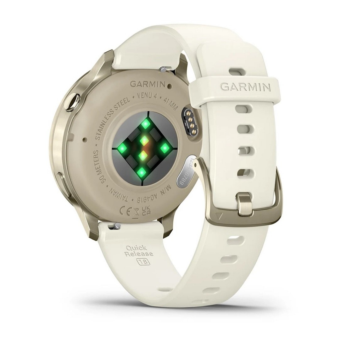 Smartwatch Garmin Venu 4 (41mm) - Aro Dourado com Bracelete Silicone Branco Dourado-7