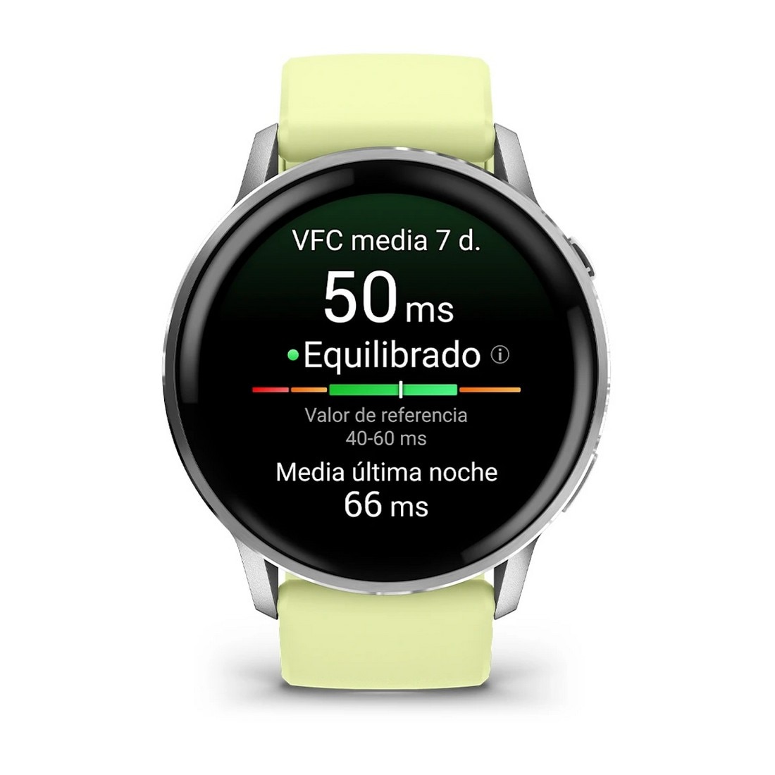 Smartwatch Garmin Venu 4 (45mm) - Aro Prateado com Bracelete Silicone Amarelo Prateado-2