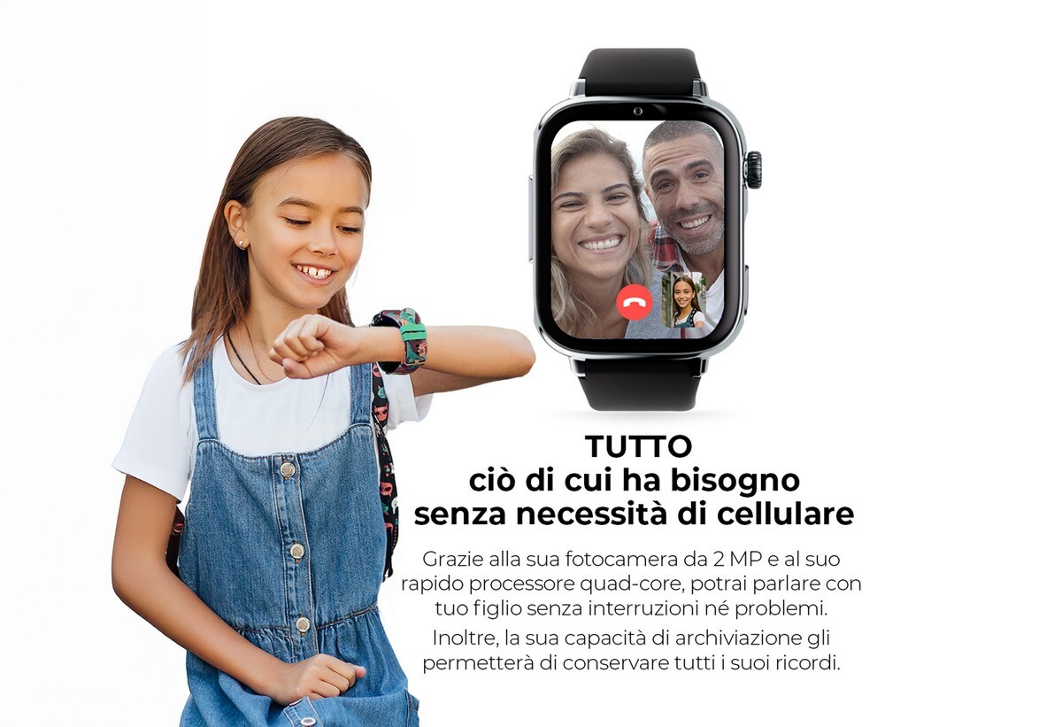 Relógio para Crianças SaveWatch Plus 2 Savefamily - Aro Prateado - Bracelete Tecido Black Night 10