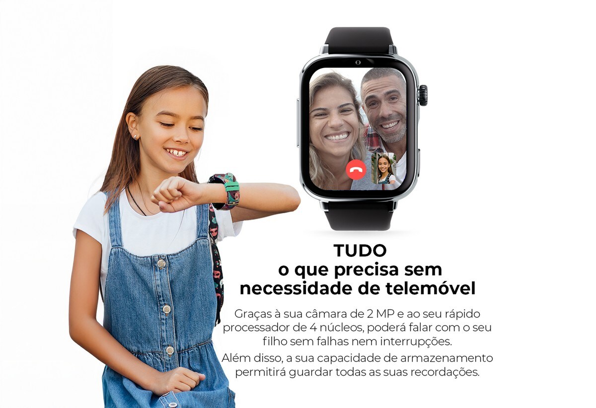 Relógio para Crianças SaveWatch Plus 2 Savefamily - Aro Preto - Bracelete Tecido Black Night 10