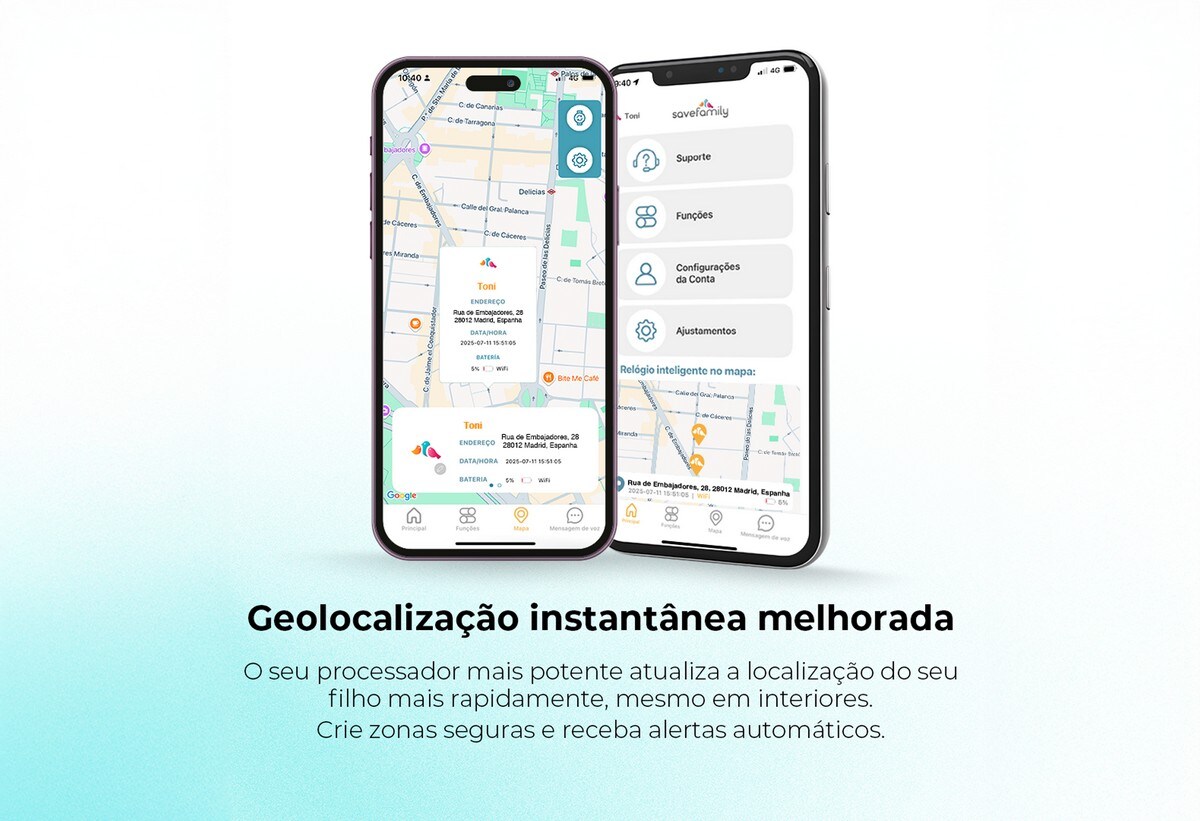 Relógio para Crianças SaveWatch Plus 2 Savefamily - Aro Branco - Bracelete Silicone Maui 4