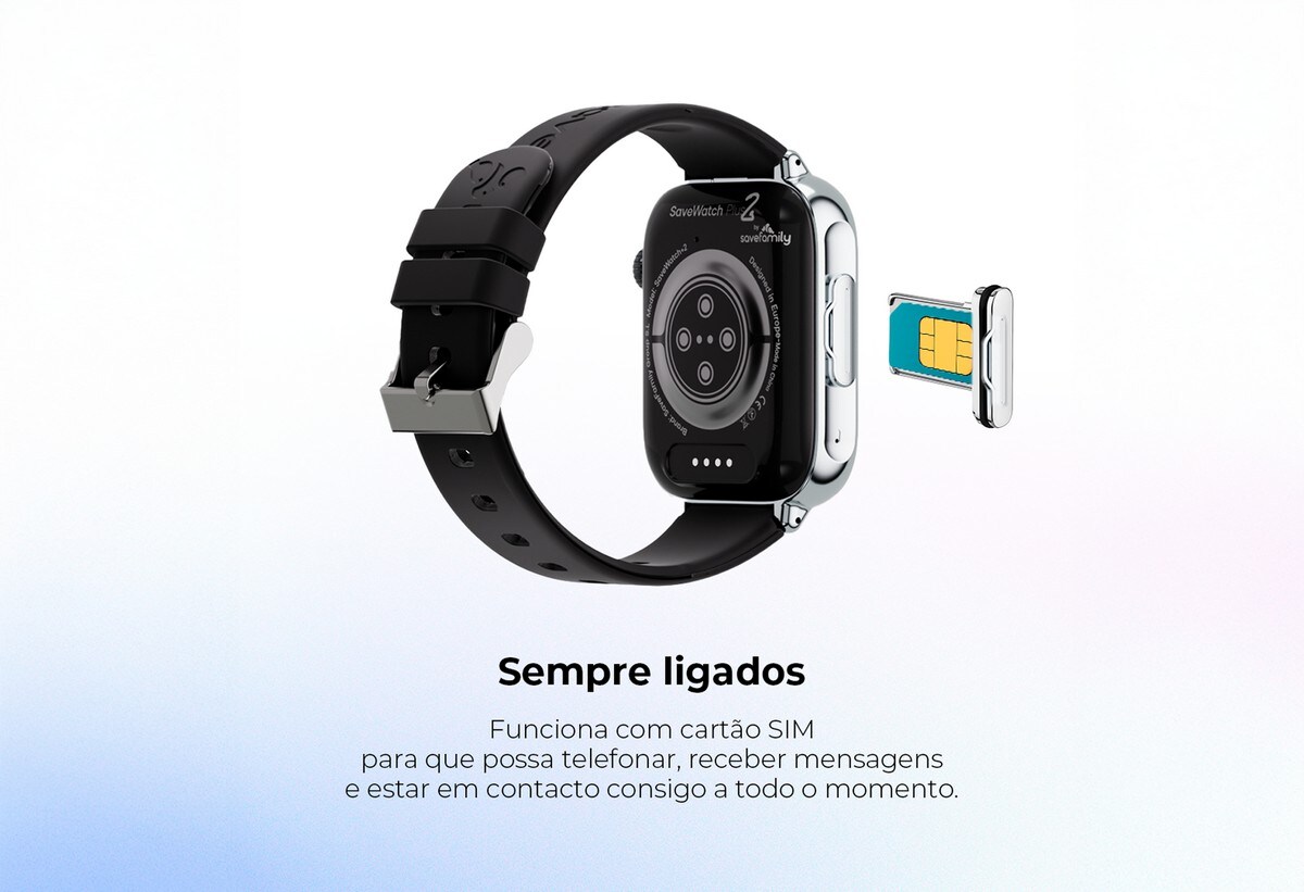 Relógio para Crianças SaveWatch Plus 2 Savefamily - Aro Branco - Bracelete Tecido Black Night 6