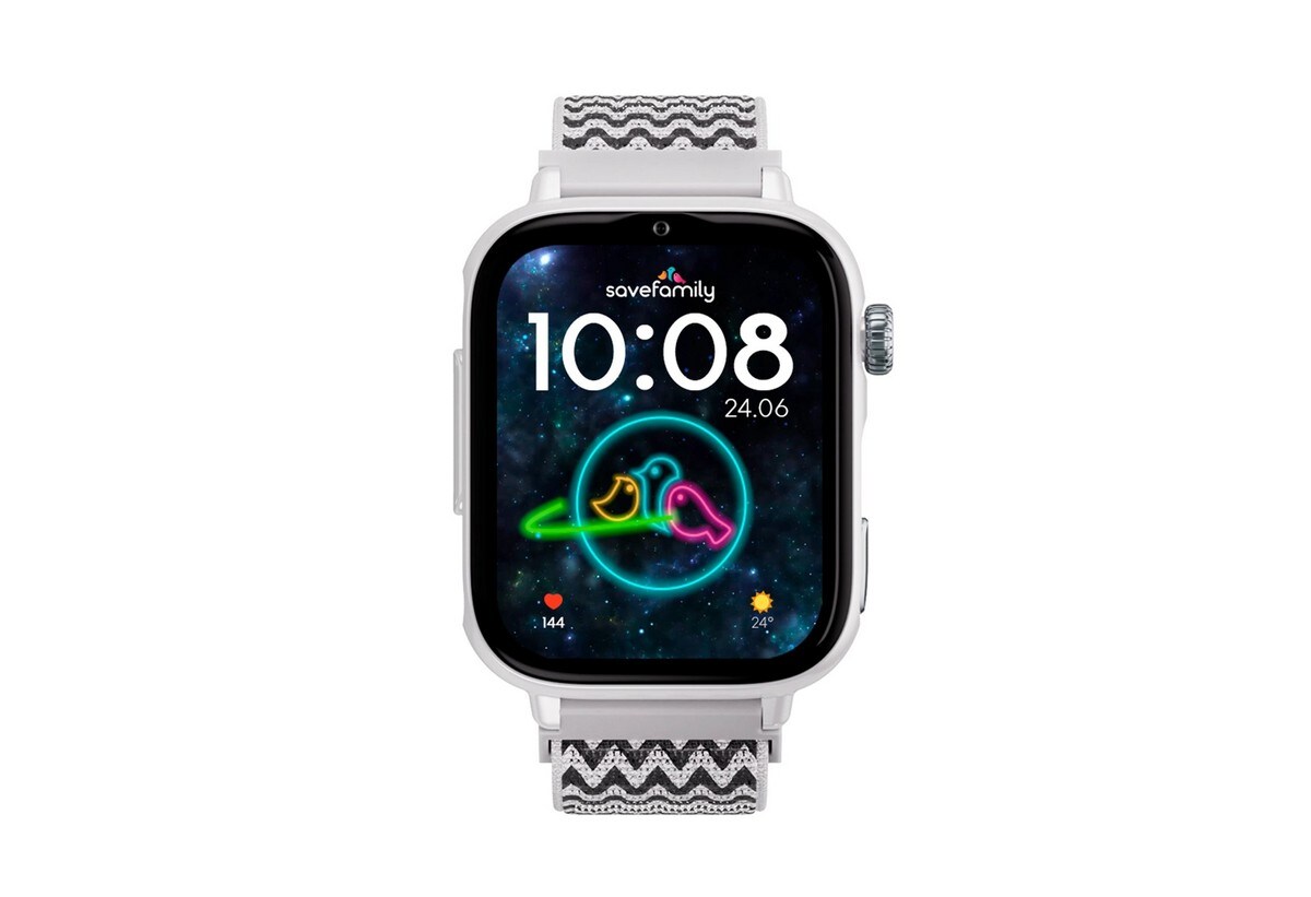 Relógio para Crianças SaveWatch Plus 2 Savefamily - Aro Branco - Bracelete Tecido Zig Zag 3
