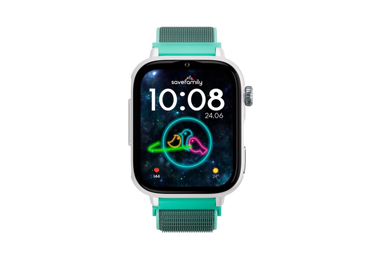 Relógio para Crianças SaveWatch Plus 2 Savefamily - Aro Branco - Bracelete Tecido Ocean 3