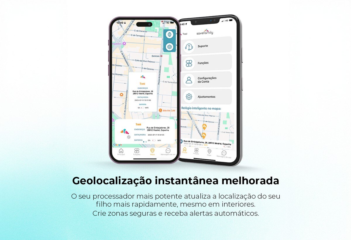 Relógio para Crianças SaveWatch Plus 2 Savefamily - Aro Branco - Bracelete Tecido Ocean 4