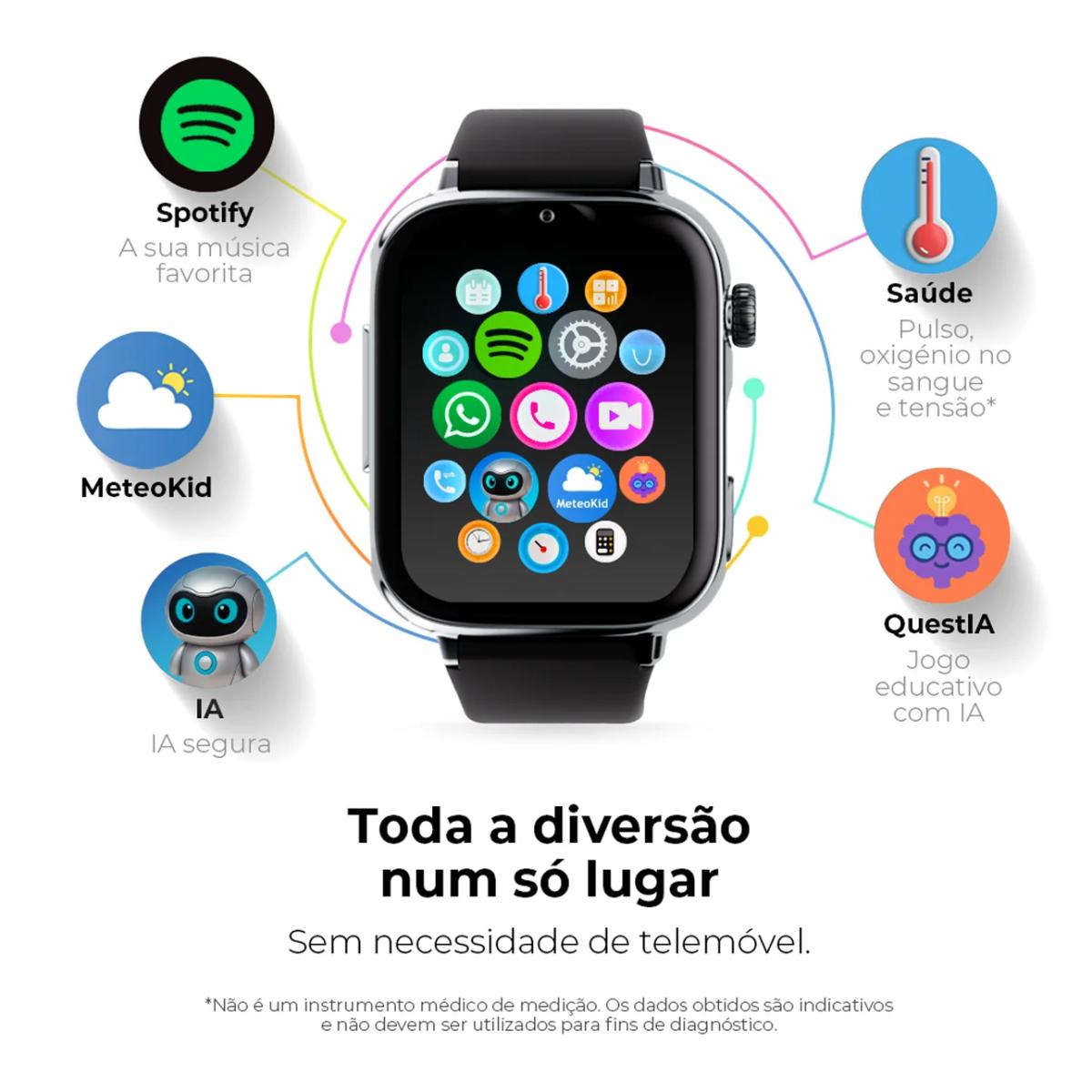 Relógio para Crianças SaveWatch Plus 2 Savefamily - Aro Prateado - Bracelete Silicone Lollipop Prateado-8