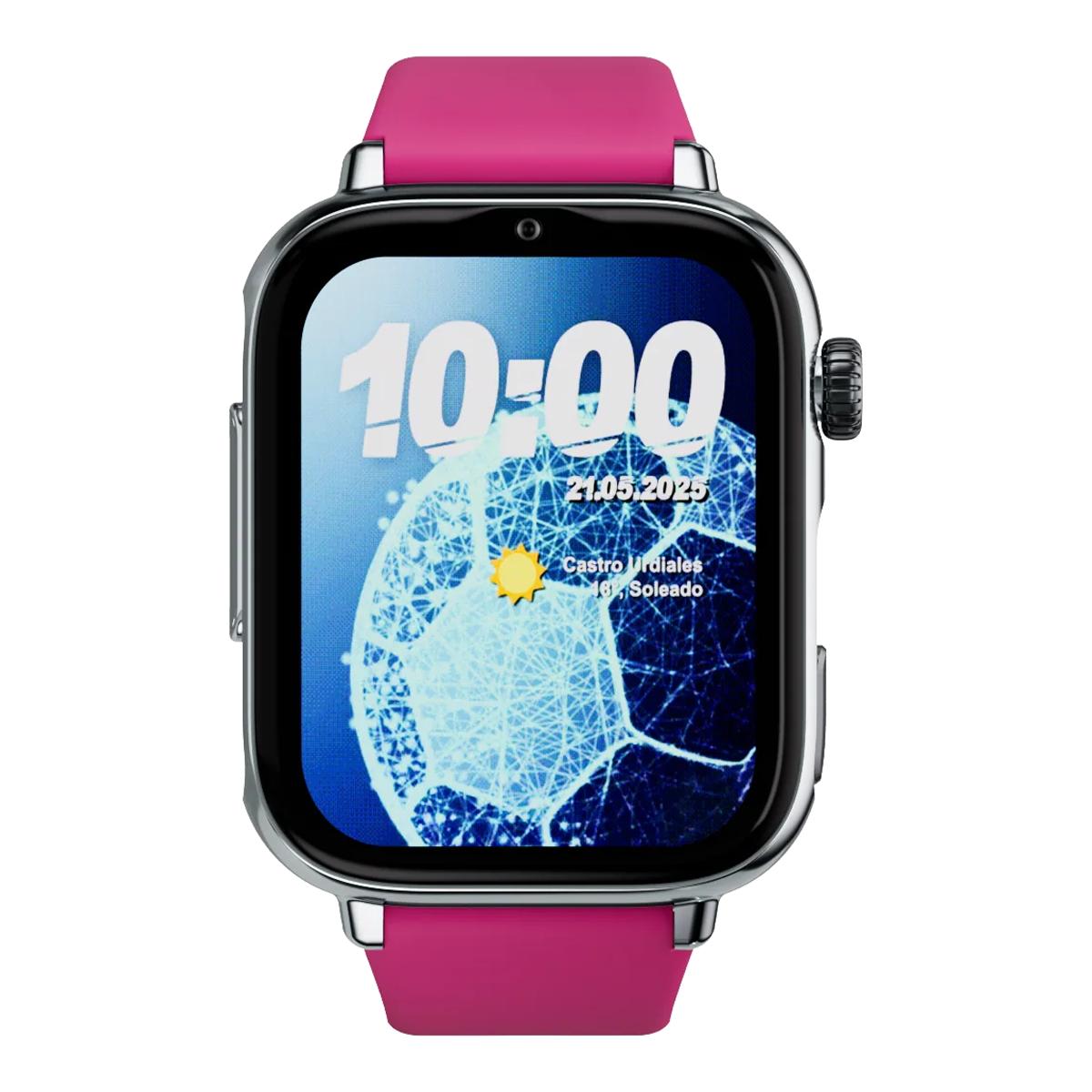 Relógio para Crianças SaveWatch Plus 2 Savefamily - Aro Prateado - Bracelete Tecido Frambuesa Prateado-2