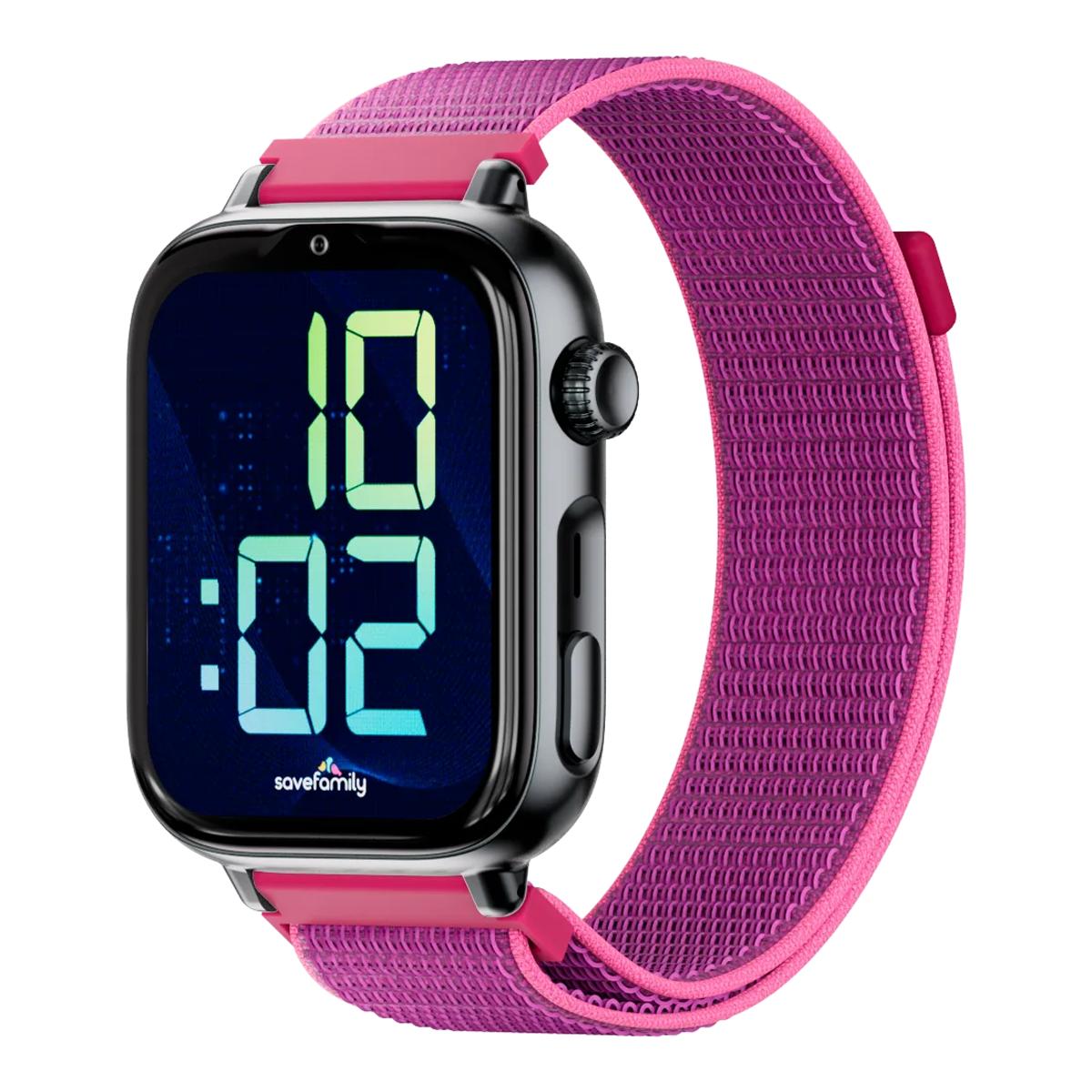 Imagem 0 de Relógio para Crianças SaveWatch Plus 2 Savefamily - Aro Preto - Bracelete Tecido Frambuesa