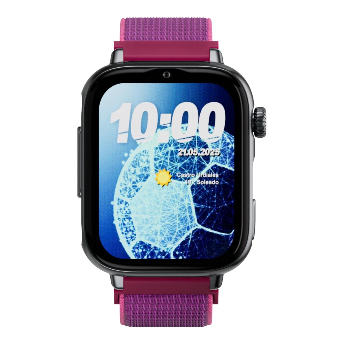Relógio para Crianças SaveWatch Plus 2 Savefamily - Aro Preto - Bracelete Tecido Frambuesa Preto-2