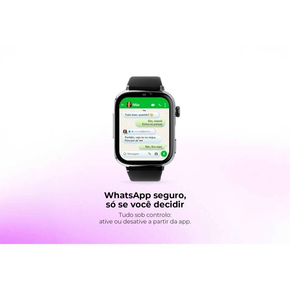 Relógio para Crianças SaveWatch Plus 2 Savefamily - Aro Preto - Bracelete Tecido Frambuesa Preto-6