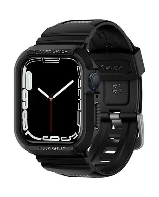 Imagem 0 de Bracelete + Capa de Proteção Spigen Rugged Armor para Apple Watch Series 7 / SE / 6 / 5 / 4 - Preto