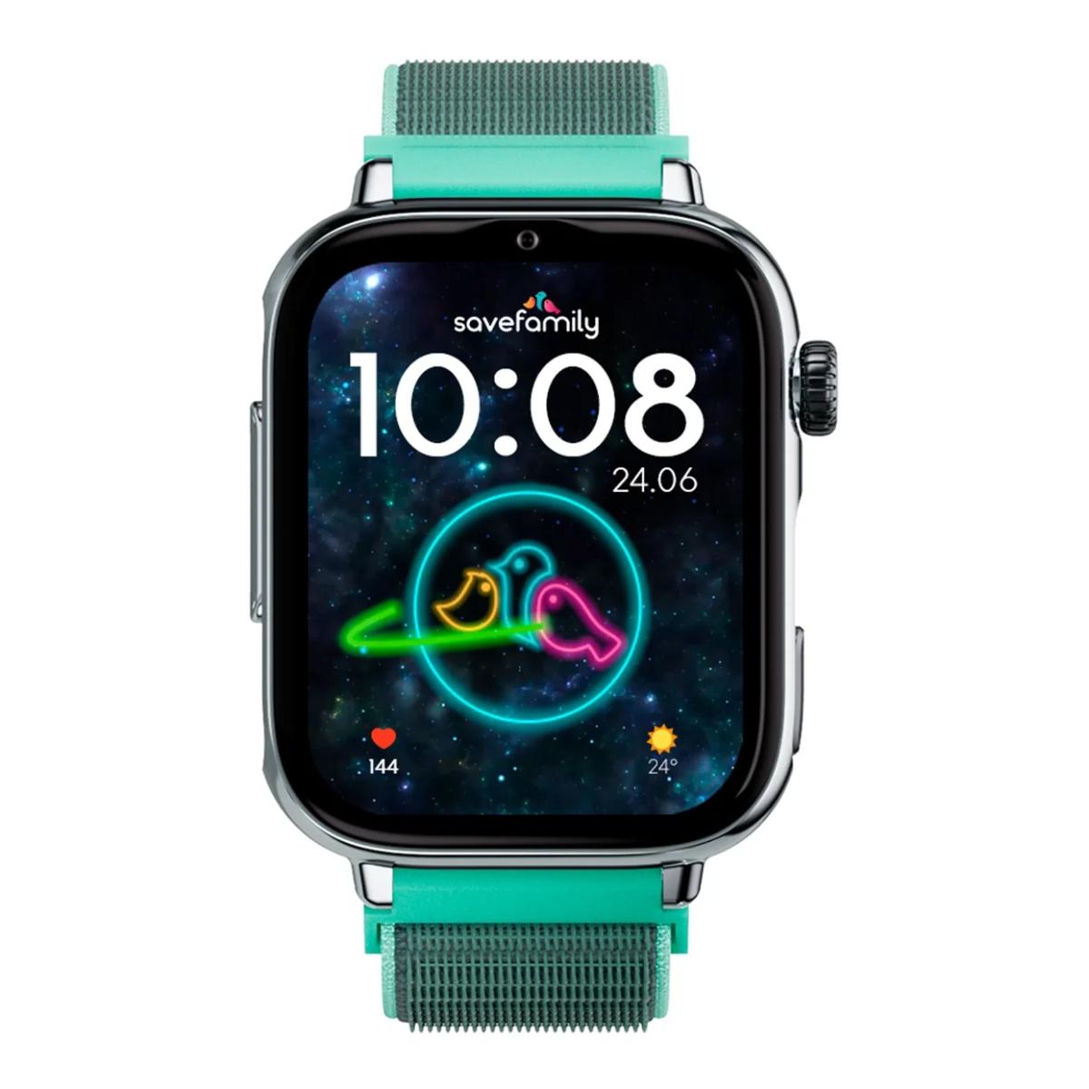 Relógio para Crianças SaveWatch Plus 2 Savefamily - Aro Prateado - Bracelete Tecido Ocean Prateado-2