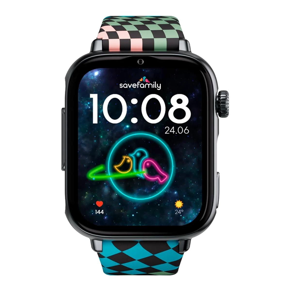 Relógio para Crianças SaveWatch Plus 2 Savefamily - Aro Preto - Bracelete Silicone Loop Preto-2