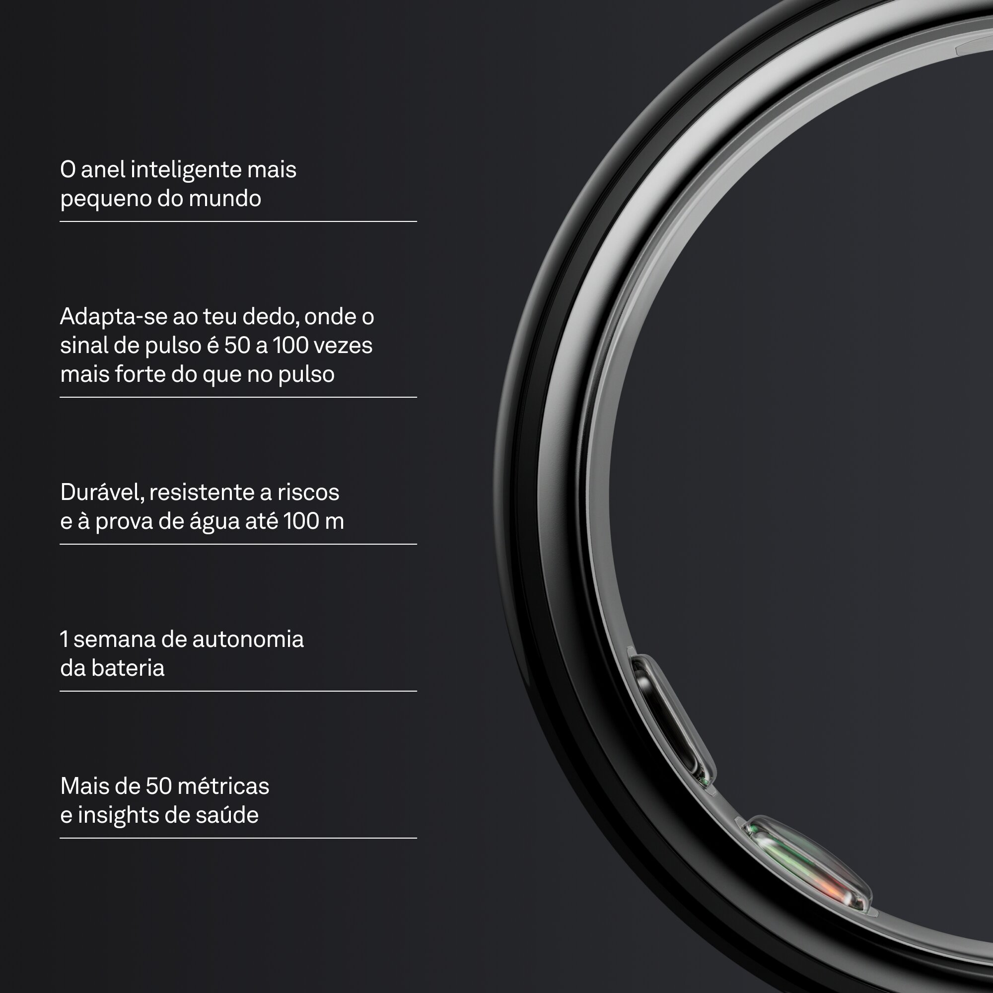 Anel Inteligente Oura Ring 5 - Preto Preto-3
