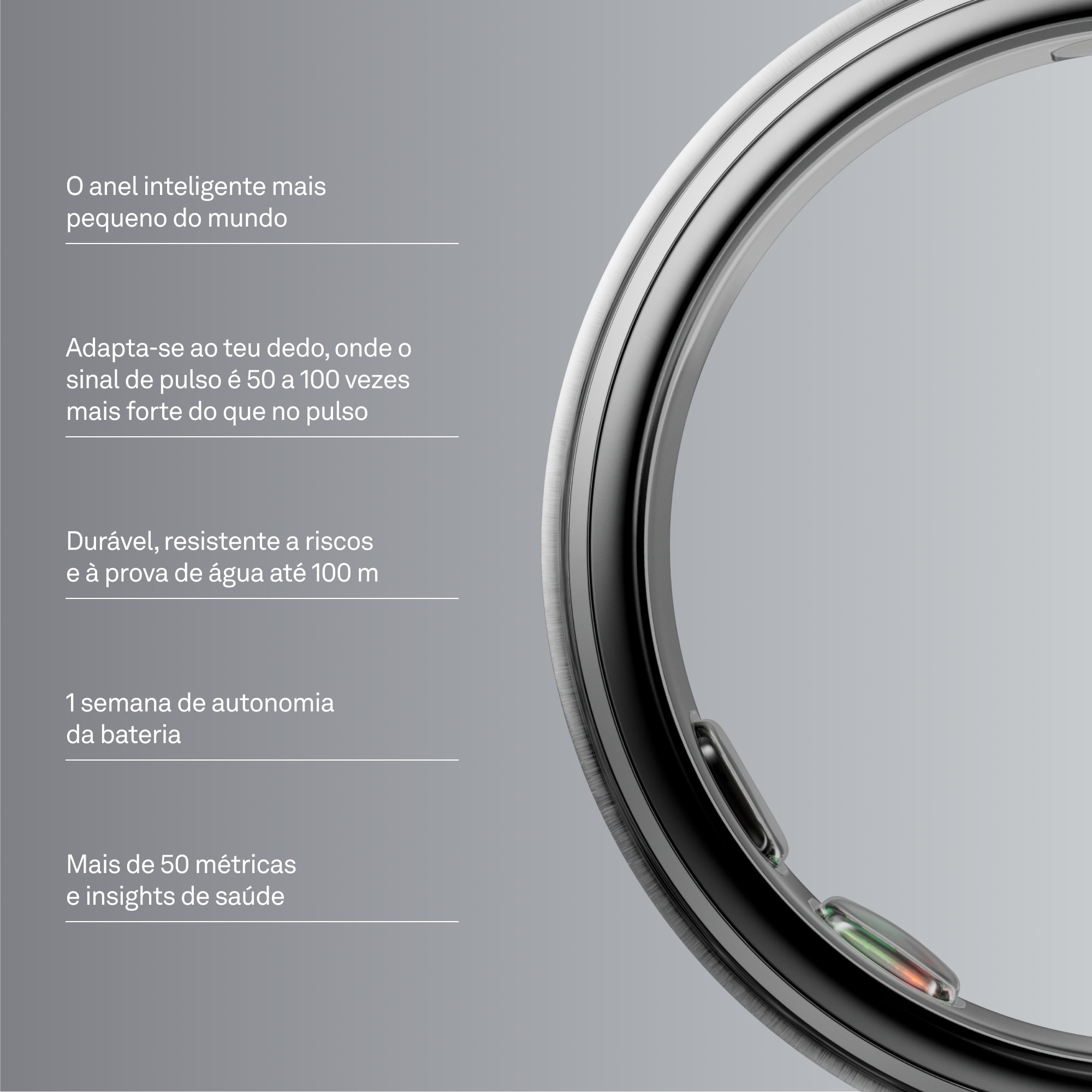 Anel Inteligente Oura Ring 5 - Brushed Silver Prata Polida-3