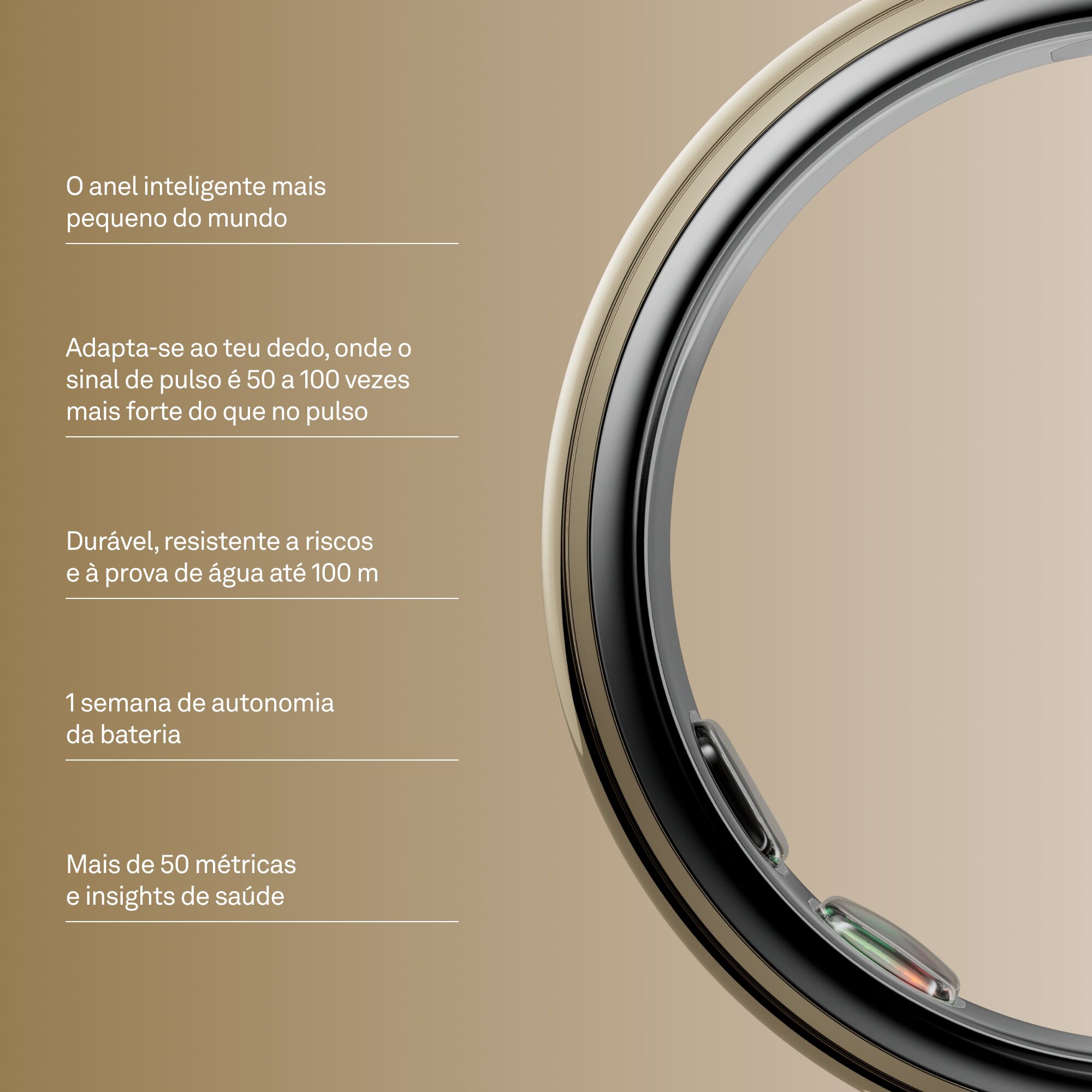 Anel Inteligente Oura Ring 5 Ouro-3