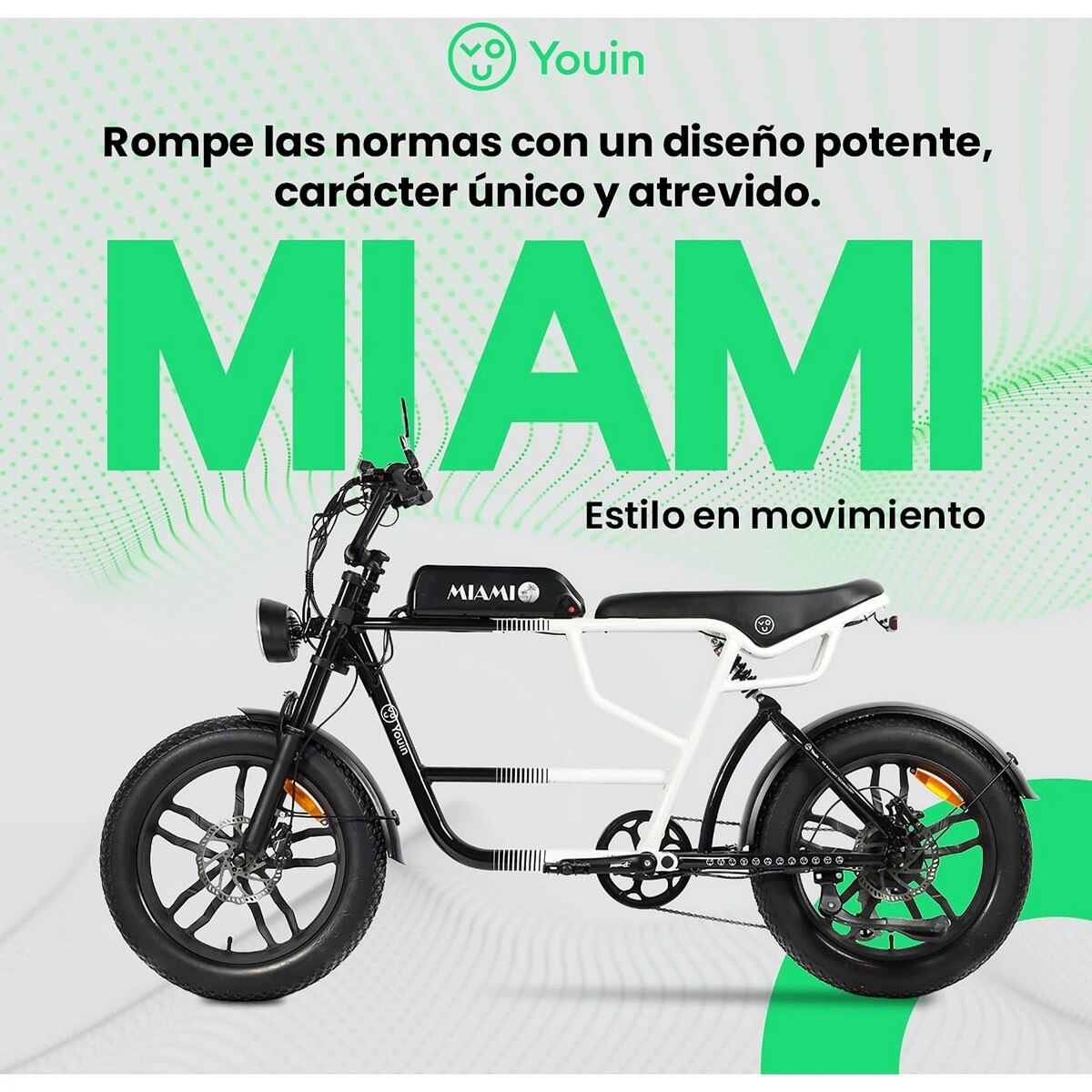 Bicicleta Elétrica Youin Miami BK7000 Urban Style Fat 20 - Preto e Branco Branco / Preto-2