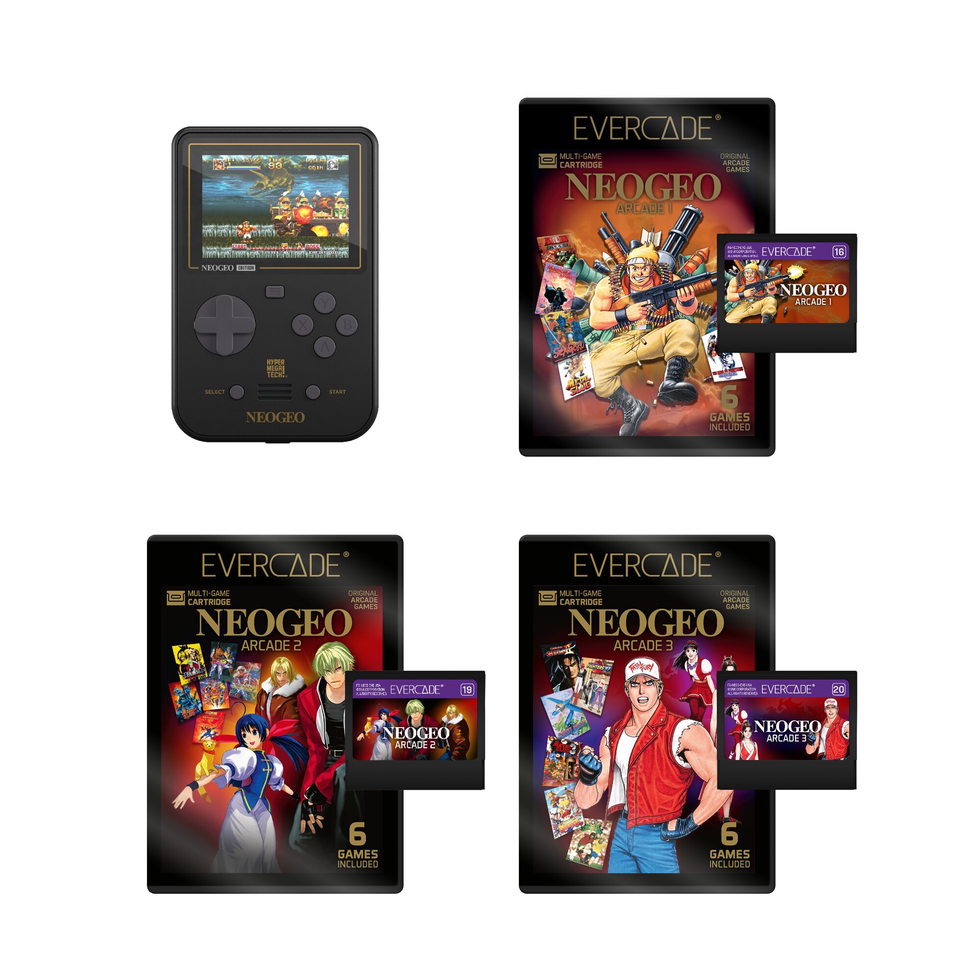 Bundle Pack Inicial Evercade ENEOGEO Super Pocket com Cartuchos 3