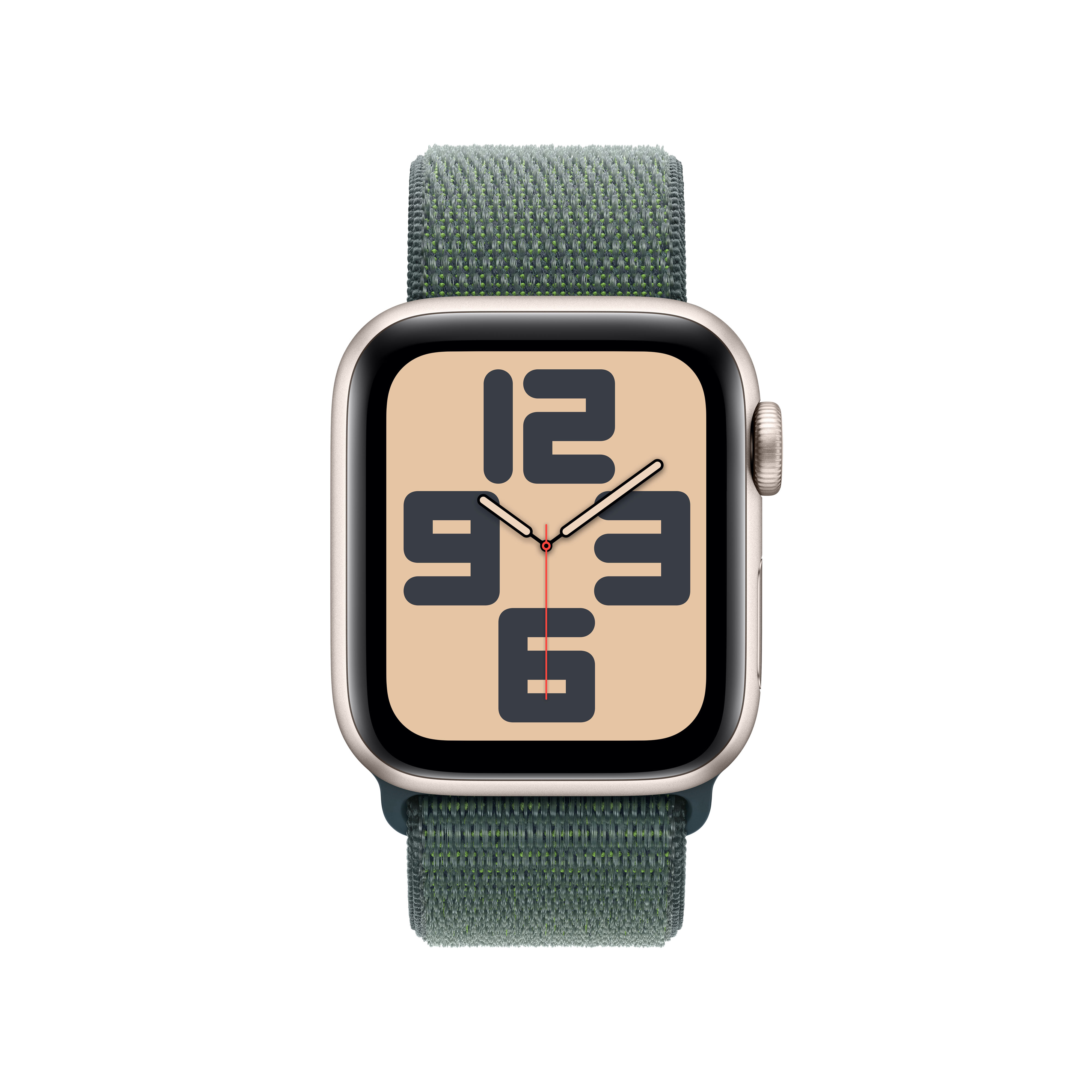 Apple Watch SE GPS + Cellular 40mm - Alumínio Starlight com Bracelete Desportiva Loop Lake Green Branco estrela-2