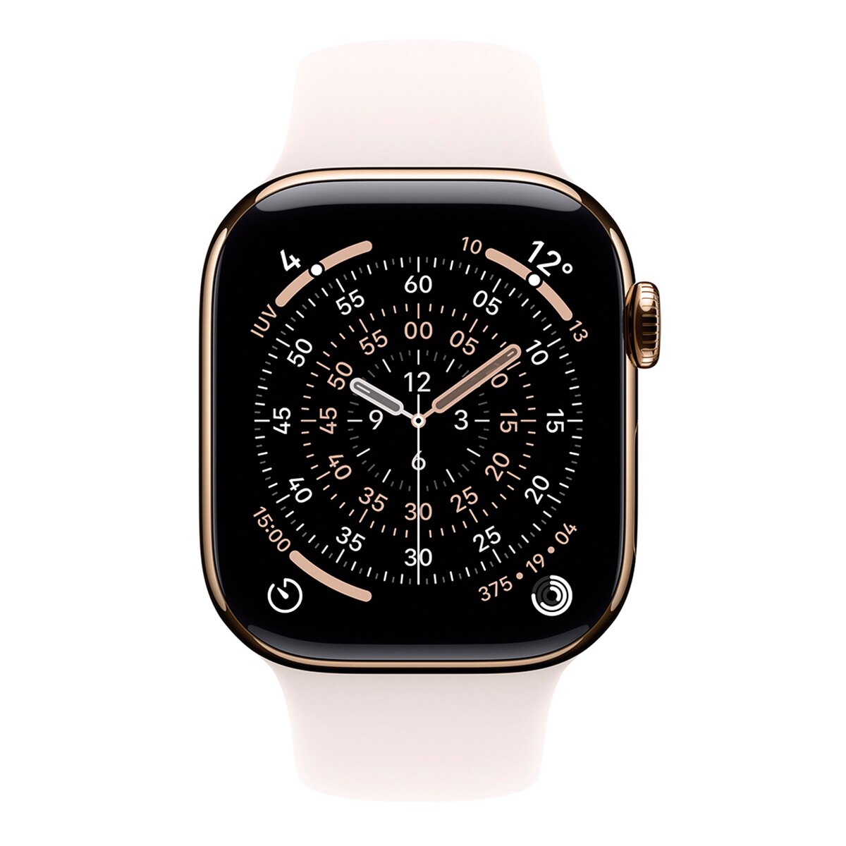 Apple Watch Series 11 GPS + Cellular 42mm Titânio Dourado com Bracelete Desportiva Rosa Rubor (M/L) Ouro Titânio-3