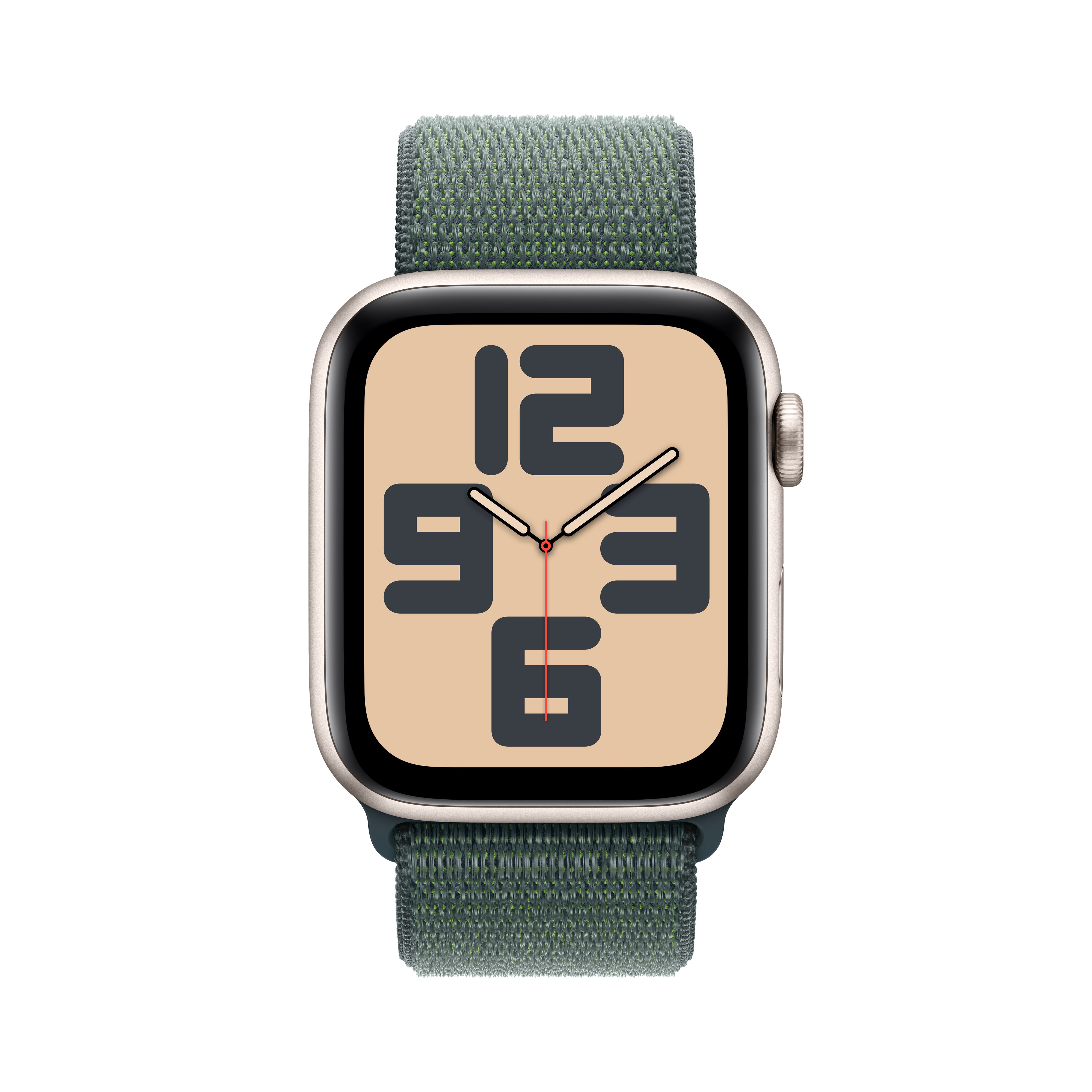 Apple Watch SE GPS + Cellular 44mm - Alumínio Starlight com Bracelete Desportiva Loop Lake Green Branco estrela-2