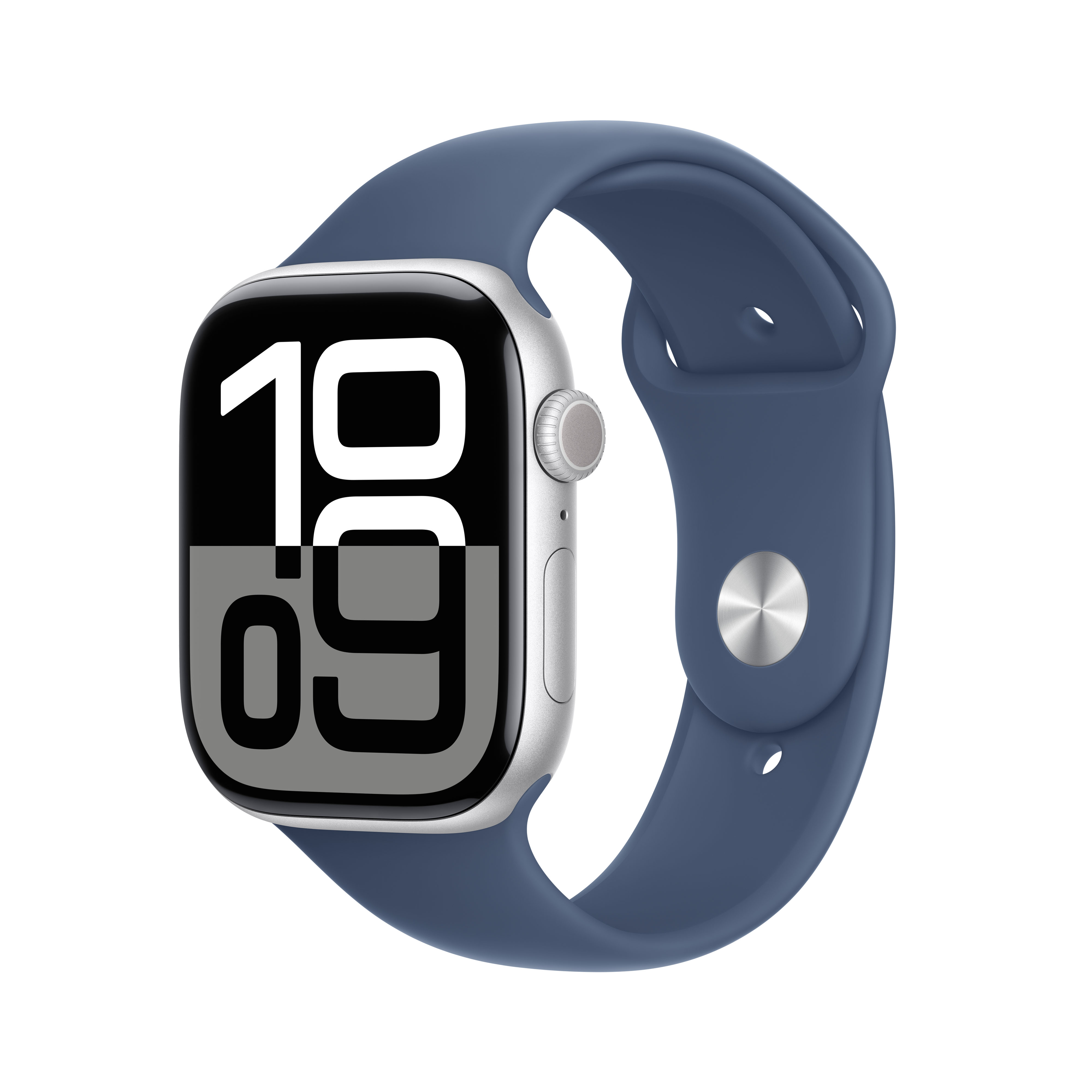 Imagem 0 de Apple Watch Series 10 GPS + Cellular 46mm - Alumínio Prata com Bracelete Desportiva Azul Denim (Tam. S/M)