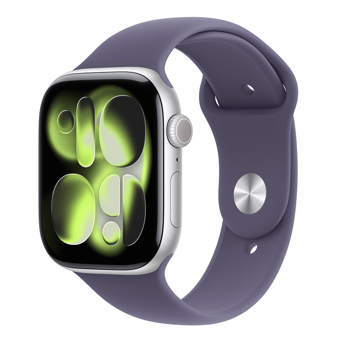 Apple Watch Series 11 GPS 46mm Alumínio Prateado com Bracelete Desportiva Lilás (M/L) Alumínio Prateado-1