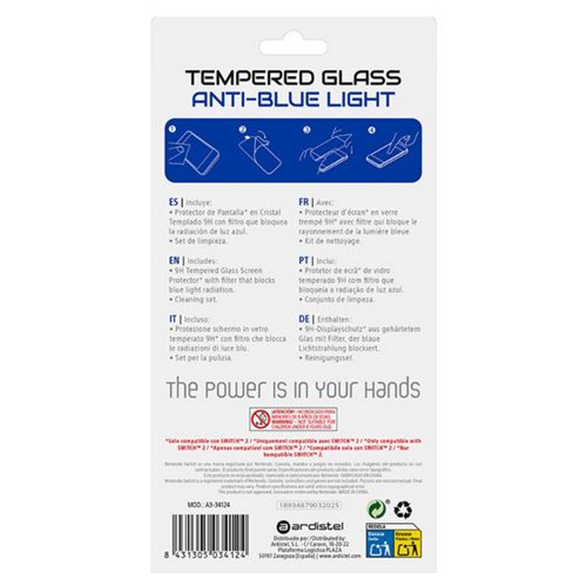 Vidro Temperado Anti-Bluelight BlackFire para Nintendo Switch 2 3