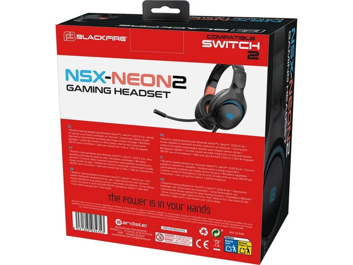 Headset Gaming BlackFire NSX-NEON2 para Nintendo Switch